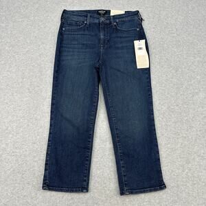 NYDJ Jeans Curves 360 Slim Straight WMNS 2 Dark Wash Crop Normcore Boho Denim